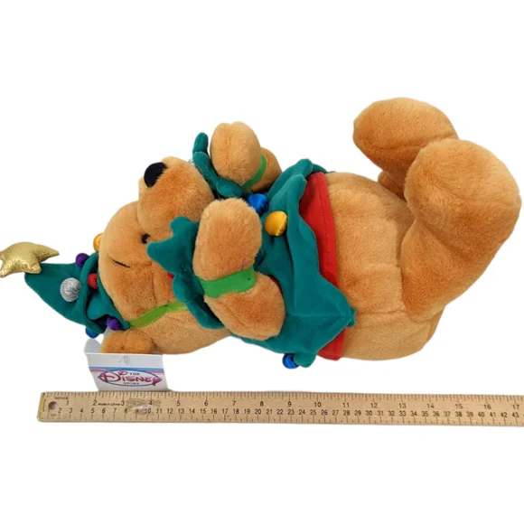 Vintage 90s Disney Store Winnie the Pooh Christmas Tree Plush Stuffed Animal NWT - Picture 7 of 8